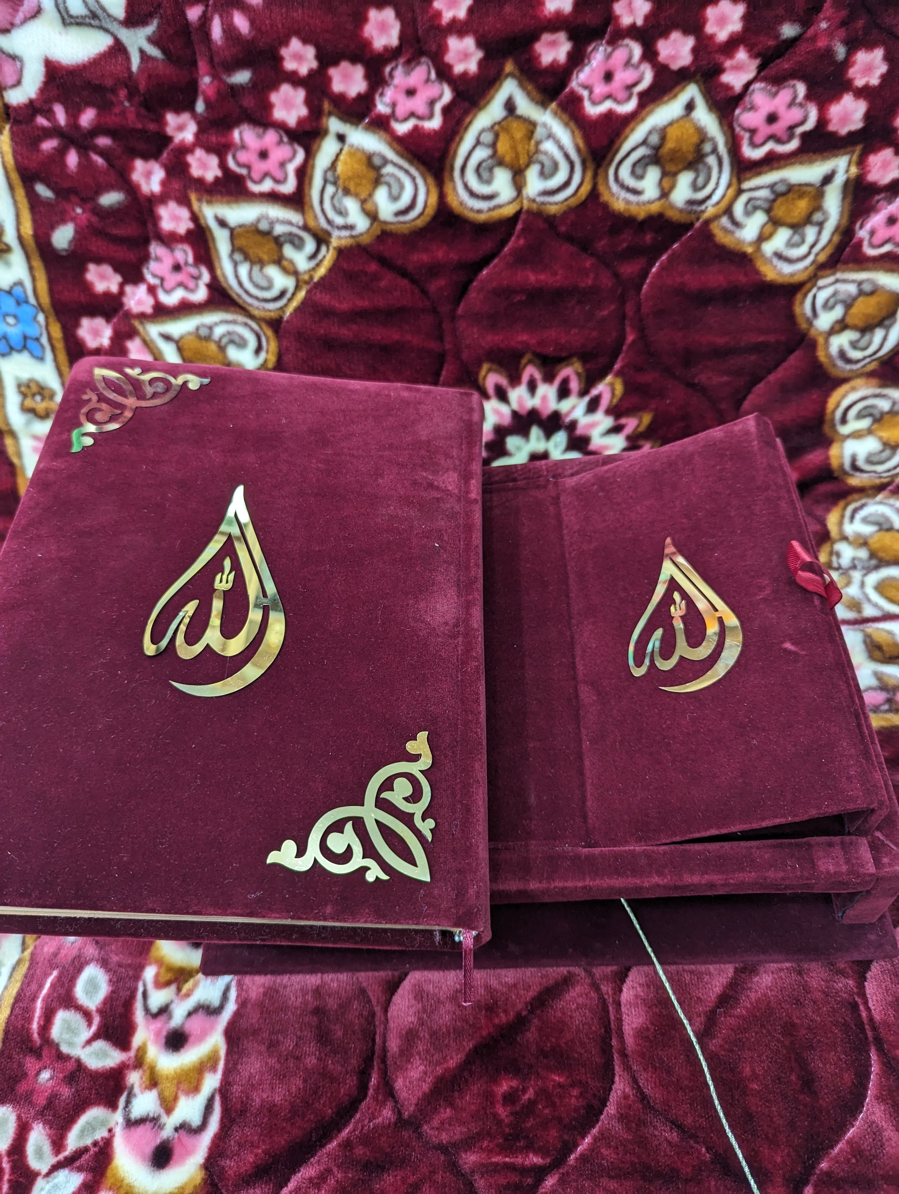 Luxurious Red Velvet Quran Pak with Translation