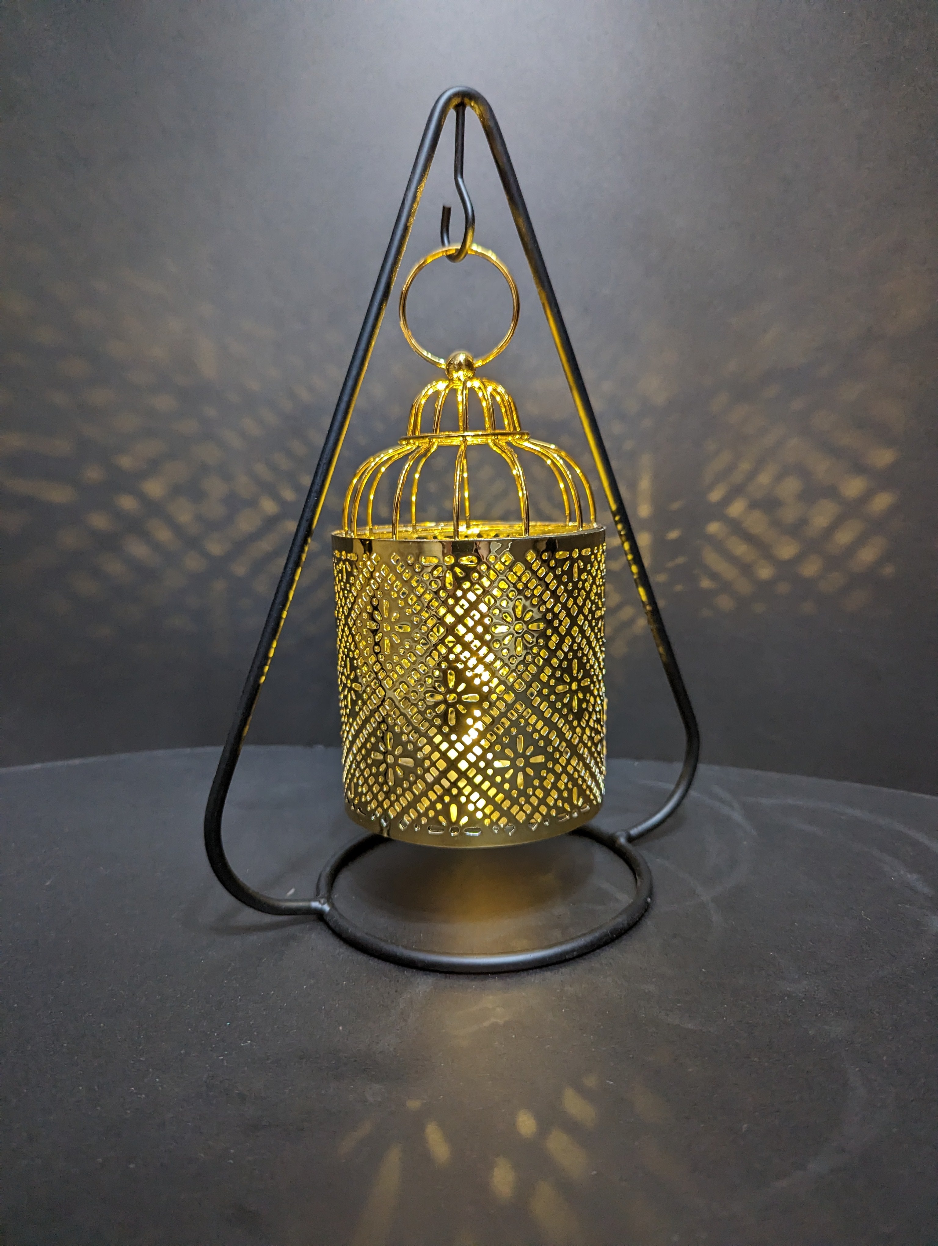 Metal Candle Stand with Hanging Lantern