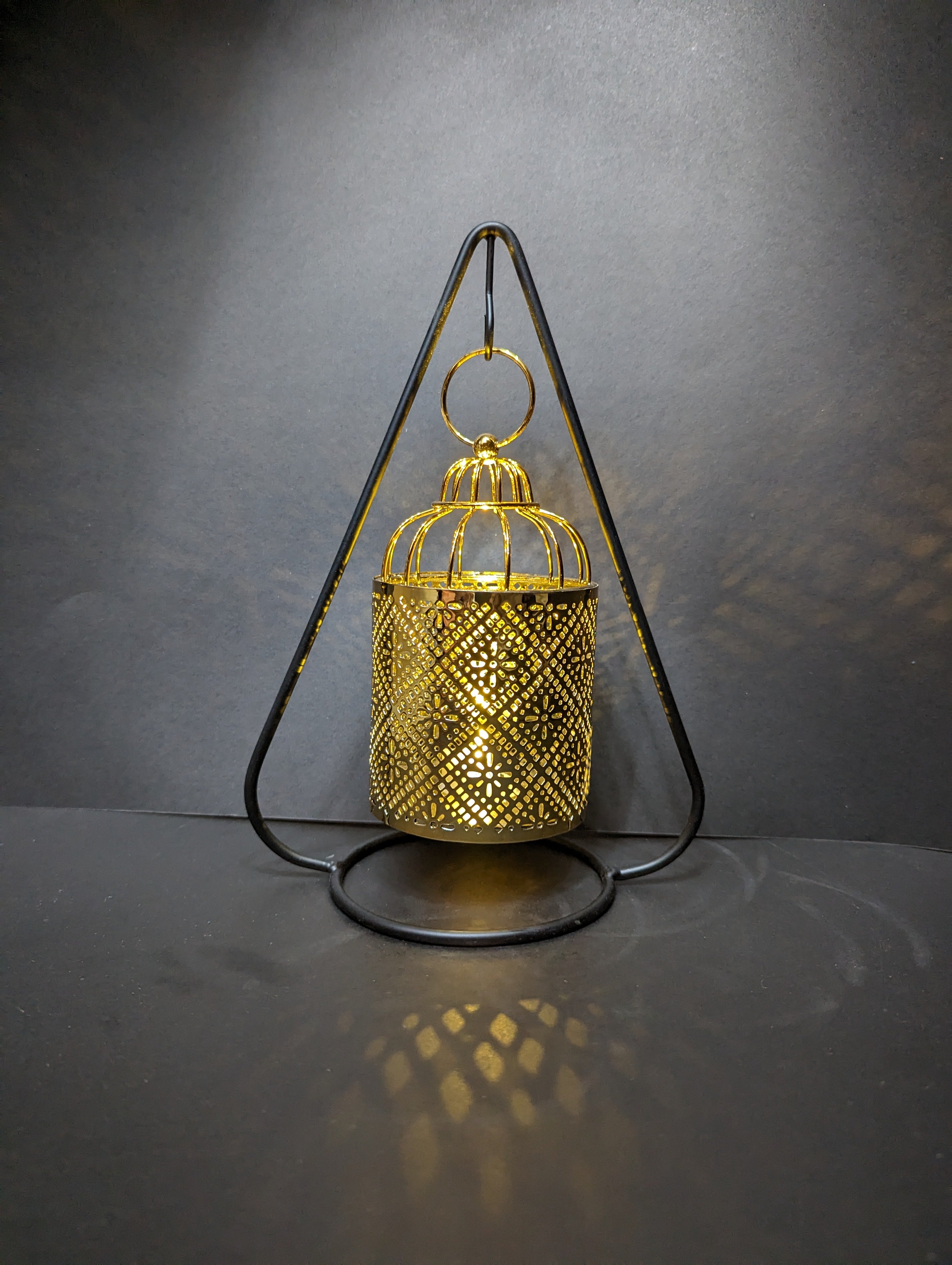 Metal Candle Stand with Hanging Lantern