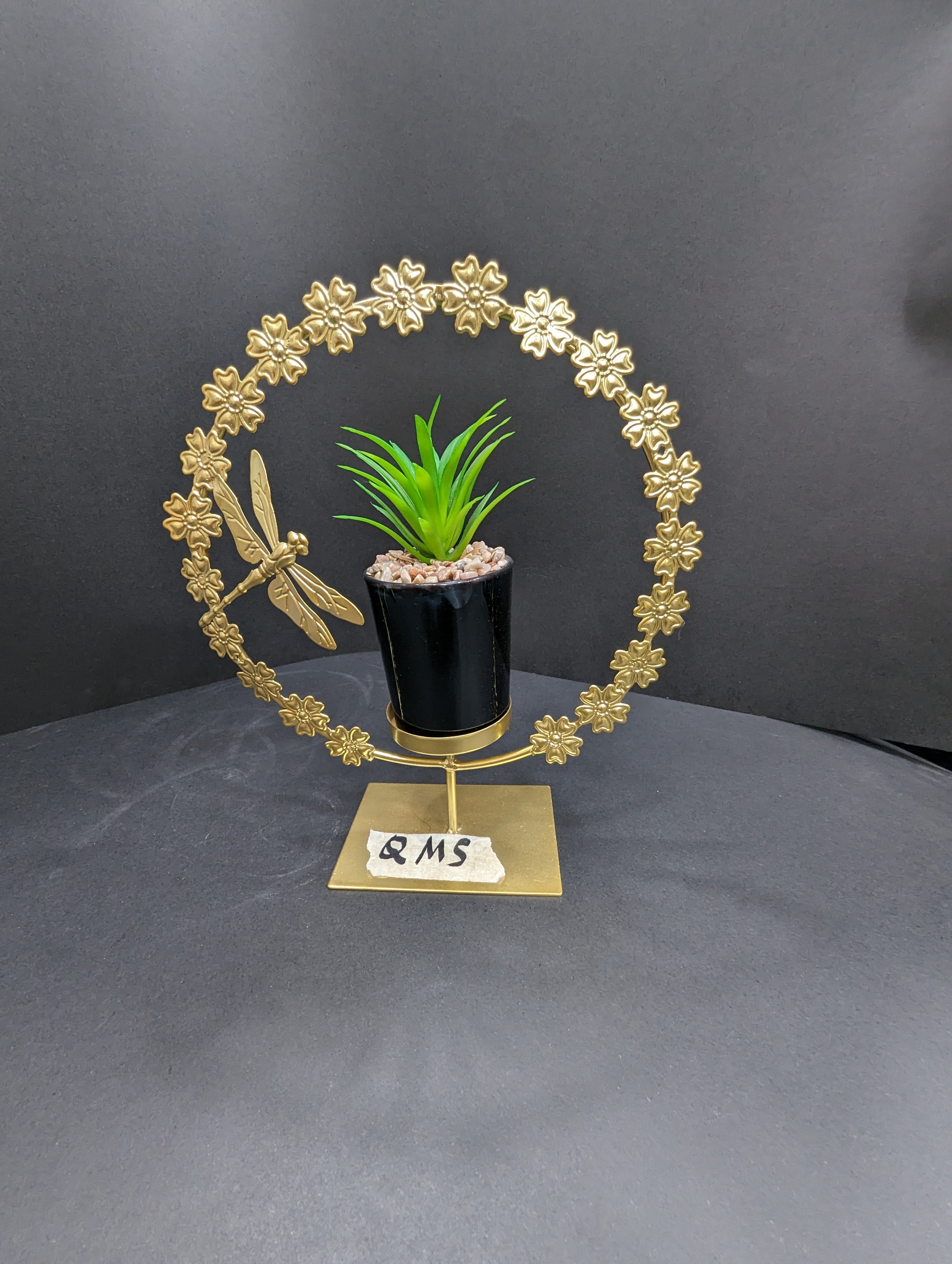 Elevate Your Home with This Gold Metal Plant Holder