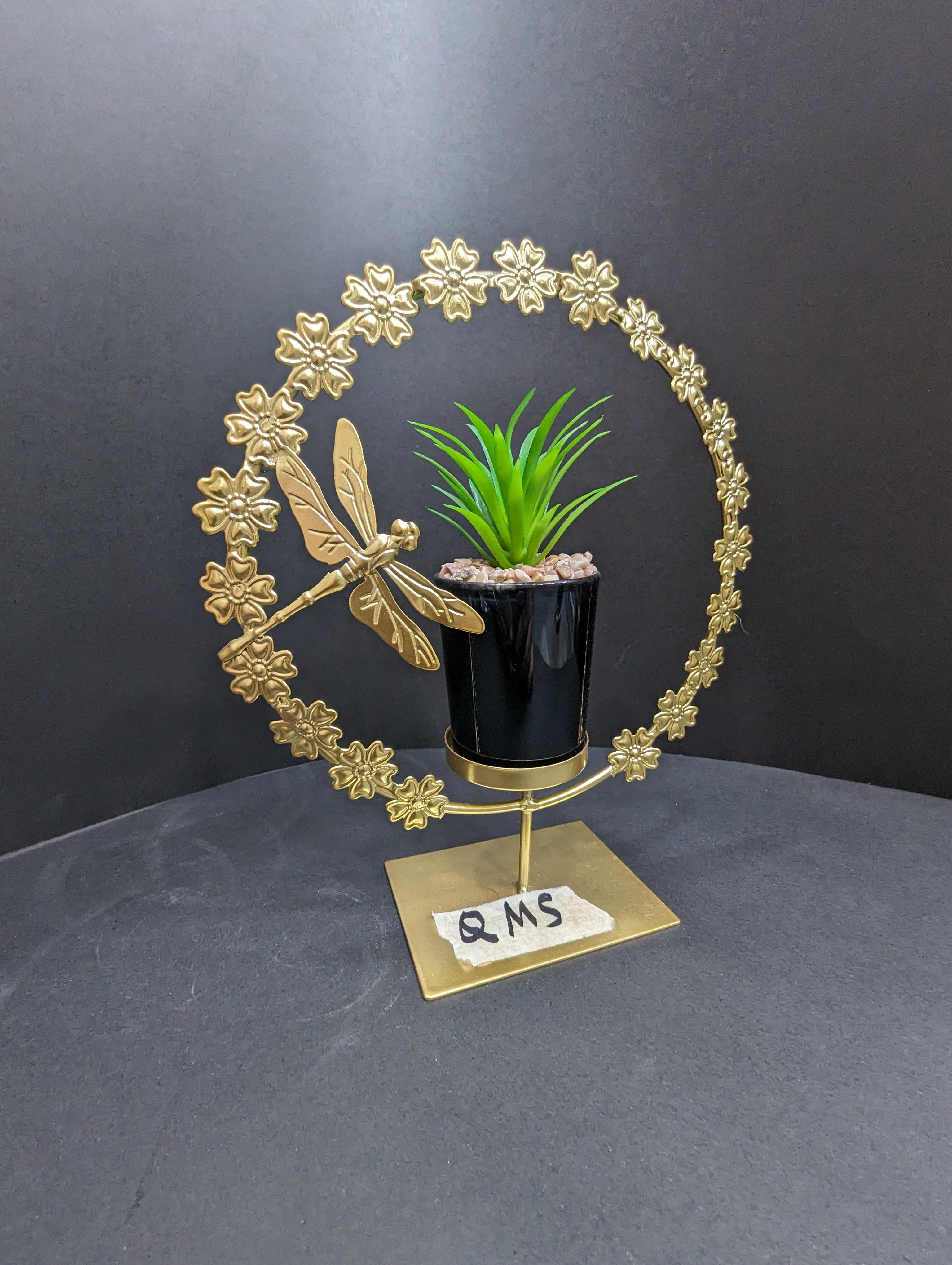 Elevate Your Home with This Gold Metal Plant Holder